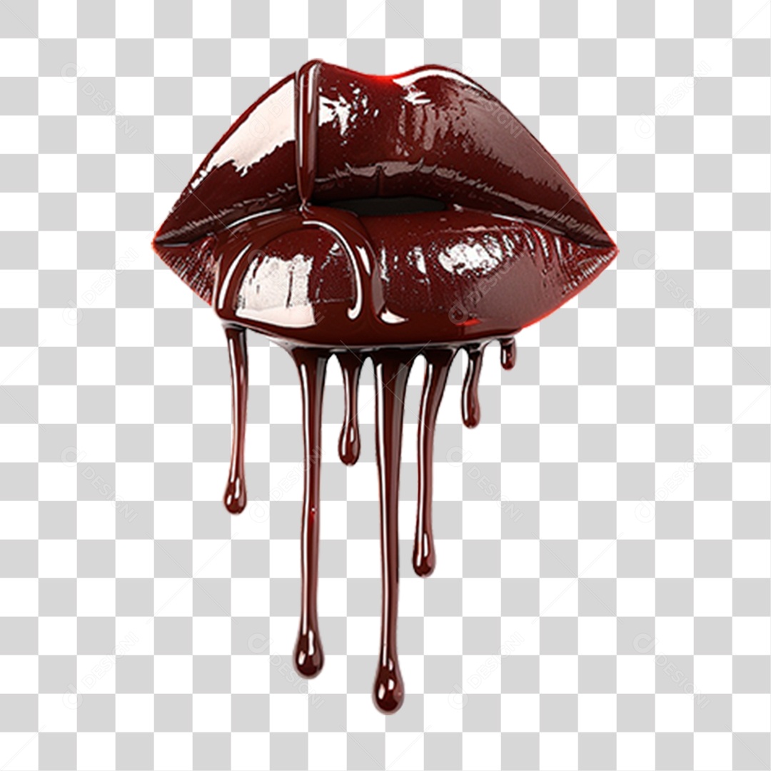 Lábio com Batom de Chocolate PNG Transparente