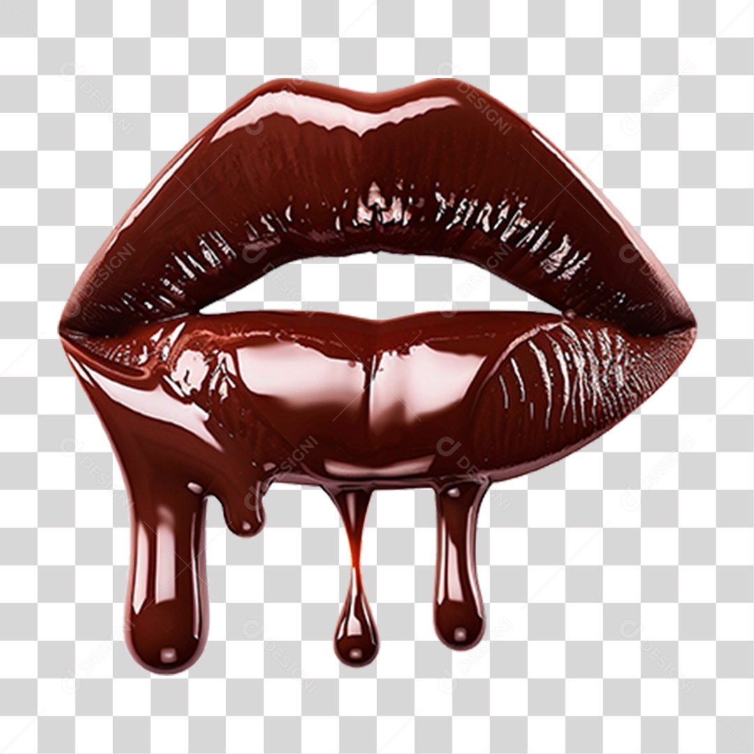 Lábio com Batom de Chocolate PNG Transparente