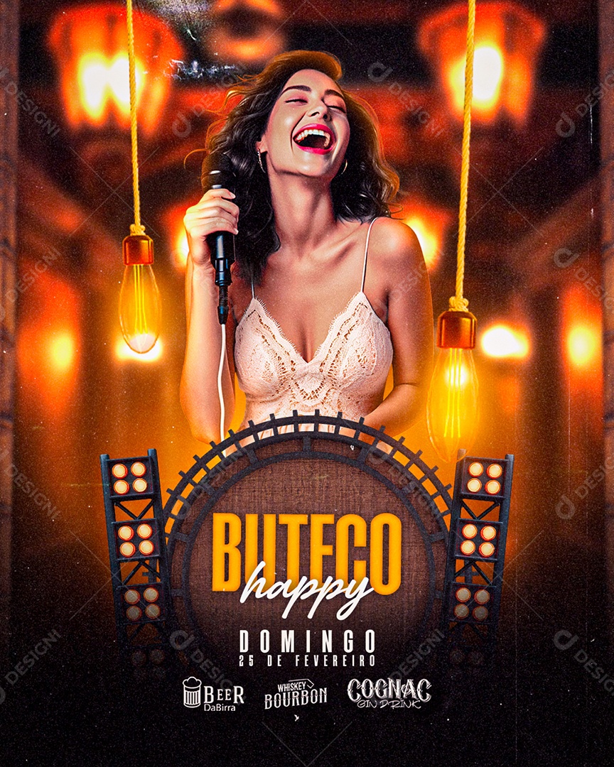 Flyer Buteco happy Domingo Social Media PSD Editável
