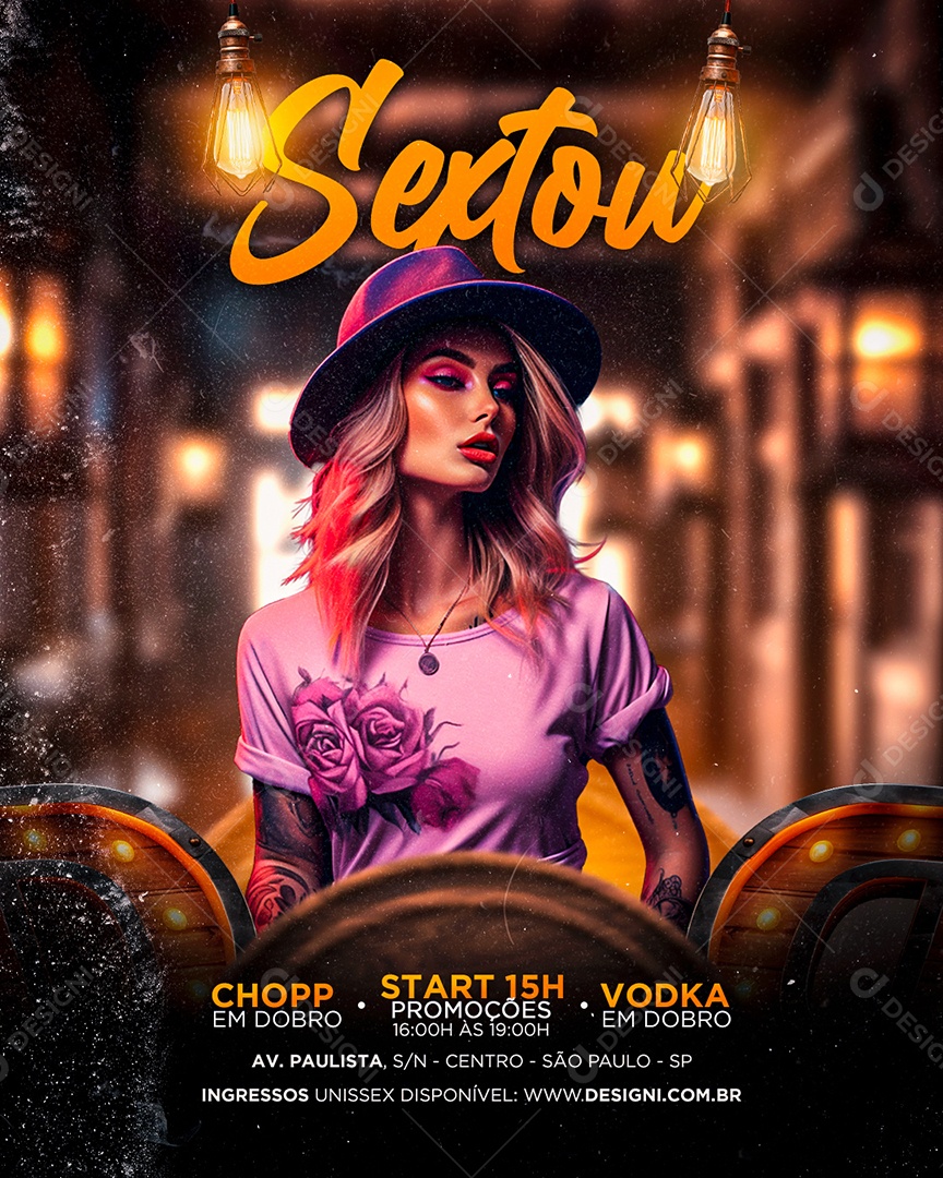 Flyer Sextou Chopp Start Show Social Media PSD Editável