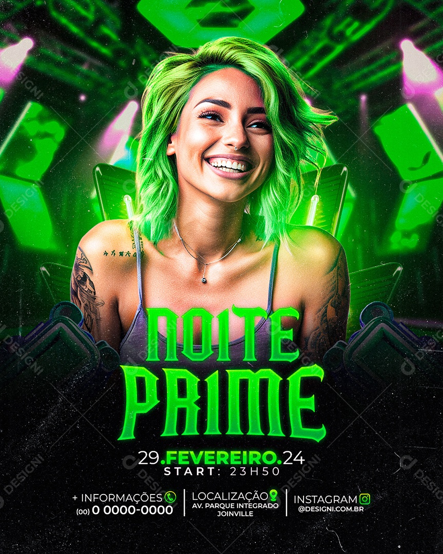 Flyer Noite Prime Show Social Media PSD Editável