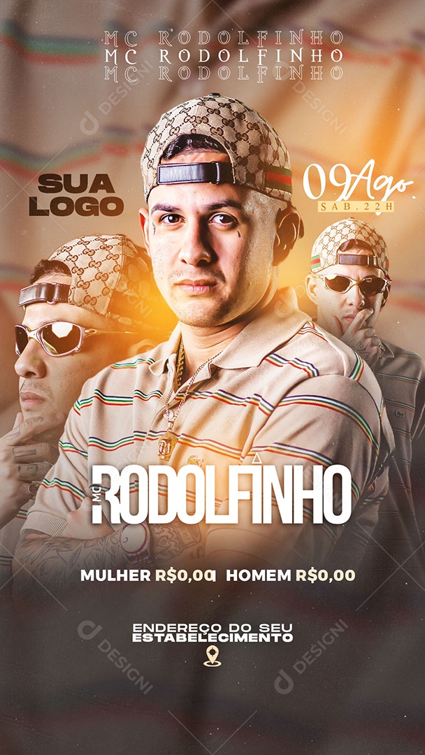 Story Flyer Mc Rodolfinho Show Agosto Social Media PSD Editável