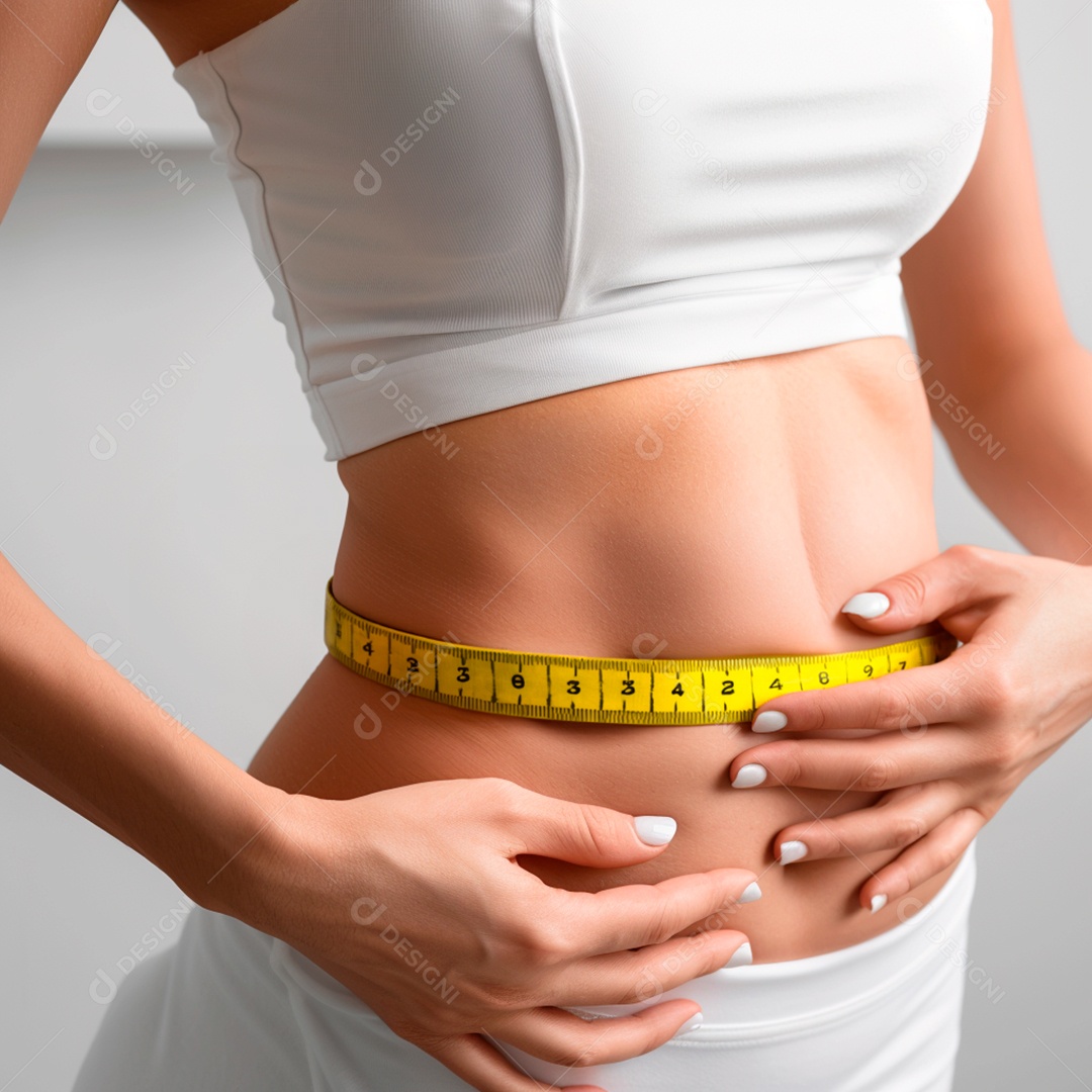 Mulher com fita métrica gerado por ai emagrecimento