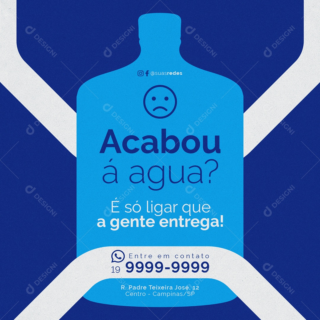 Entregas de Água Acabou á água É só ligar que a gente entrega Social Media PSD Editável