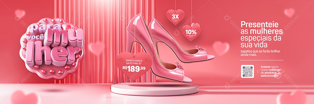 Banner Loja De Sapatos Dia das Mulheres para você mulher Salto Fino Social Media PSD Editável