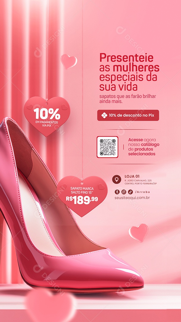 Story Loja De Sapatos Dia das Mulheres Salto Fino Social Media PSD Editável