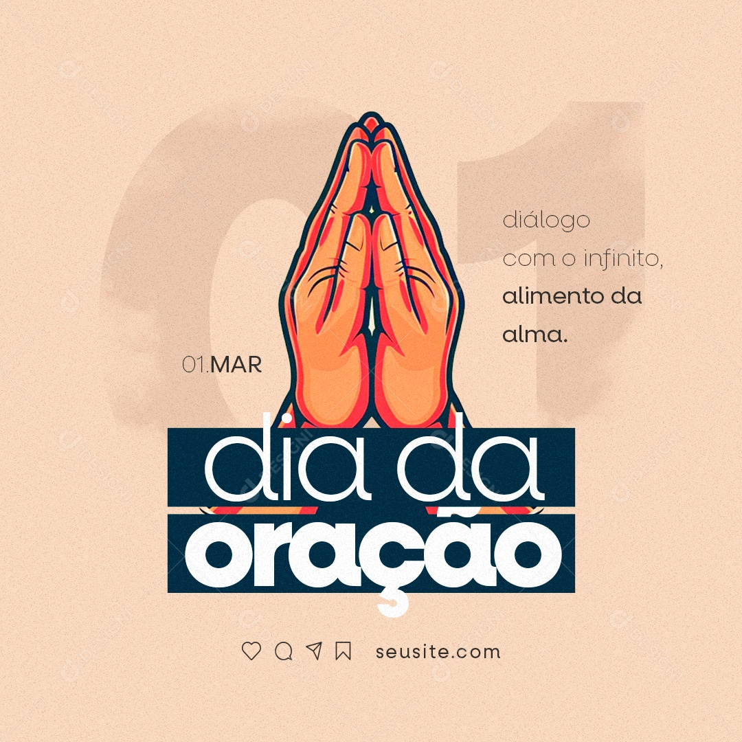 Dia da Oração 01 de Março diálogo com o infinito Social Media PSD Editável
