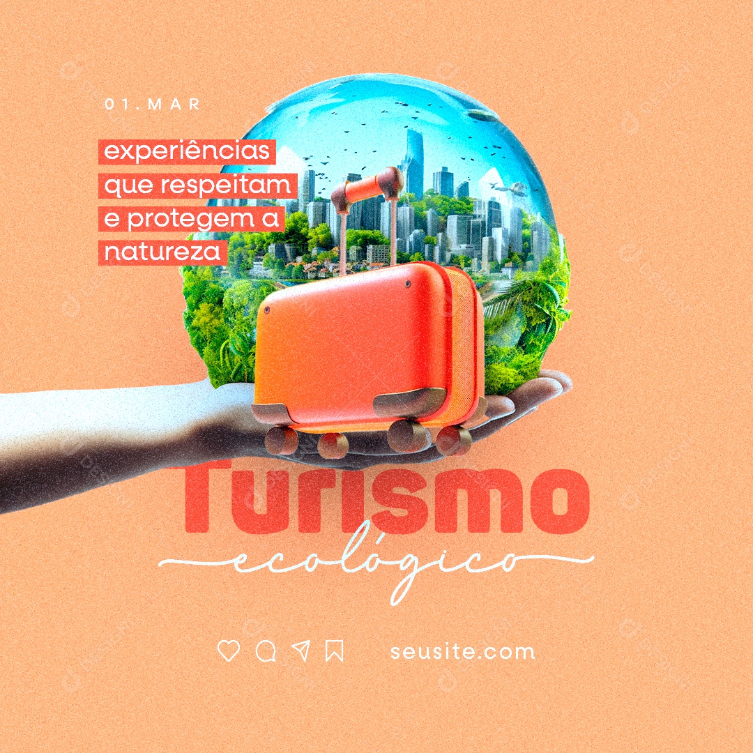 Dia do Ecoturismo 01 De Março experiência que respeitam Social Media PSD Editável