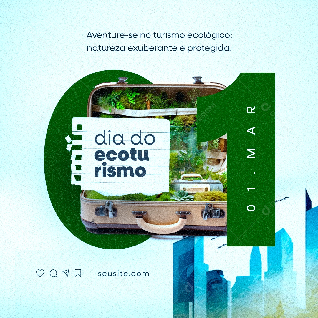 Dia do Ecoturismo 01 De Março Aventure se no turismo ecológico Social Media PSD Editável