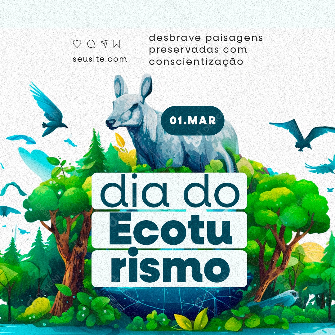 Dia do Ecoturismo 01 De Março desbrave paisagens preservadas Social Media PSD Editável
