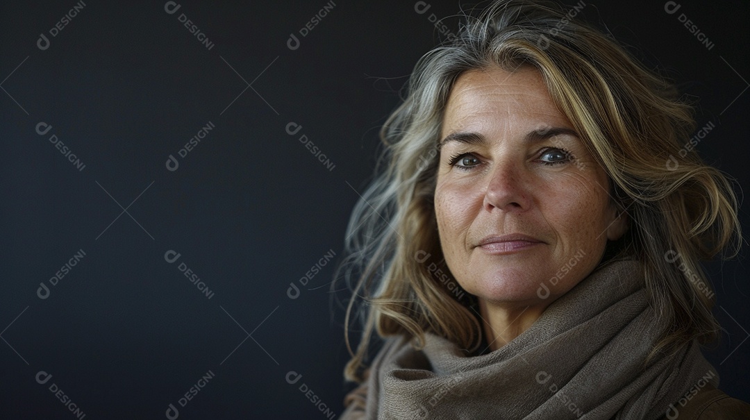 Mulher de 50 anos expressando afeto