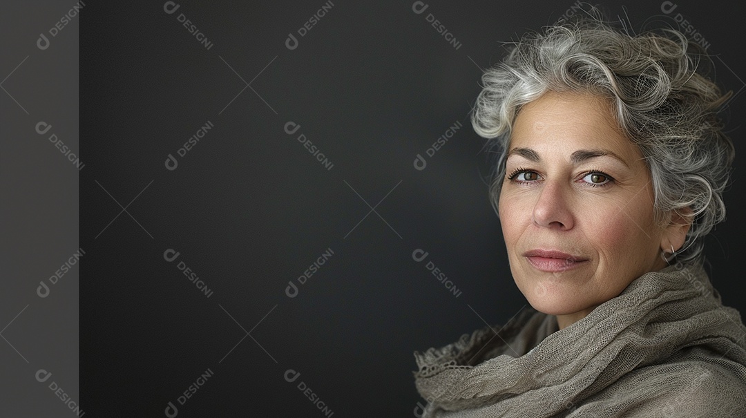 Mulher de 50 anos expressando afeto isolada em fundo de cor amarela