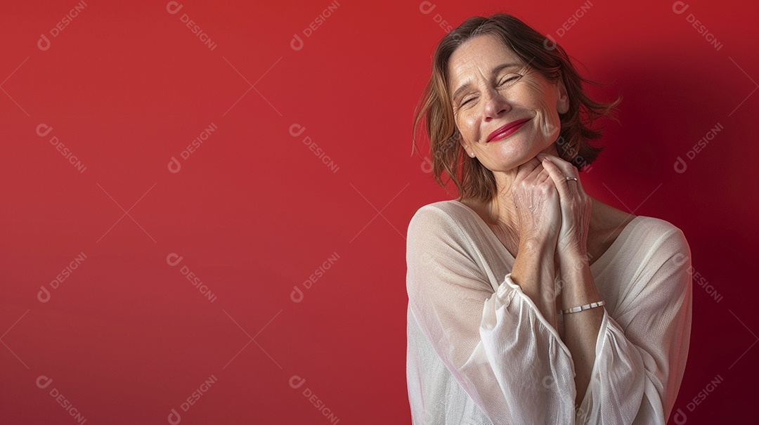 Mulher de 50 anos expressando afeto