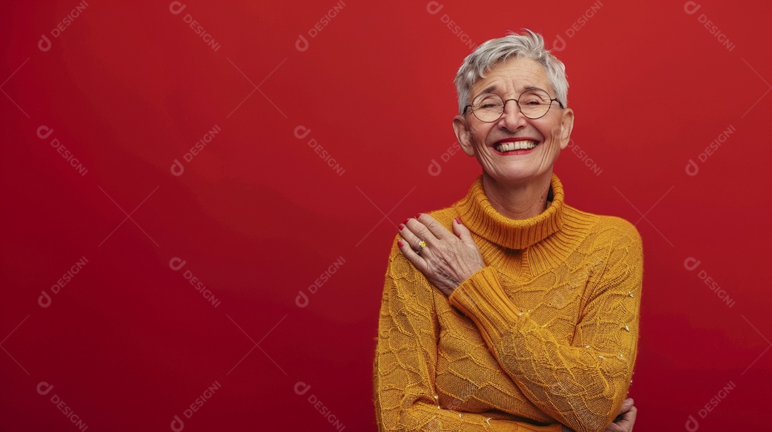 Mulher de 50 anos expressando afeto