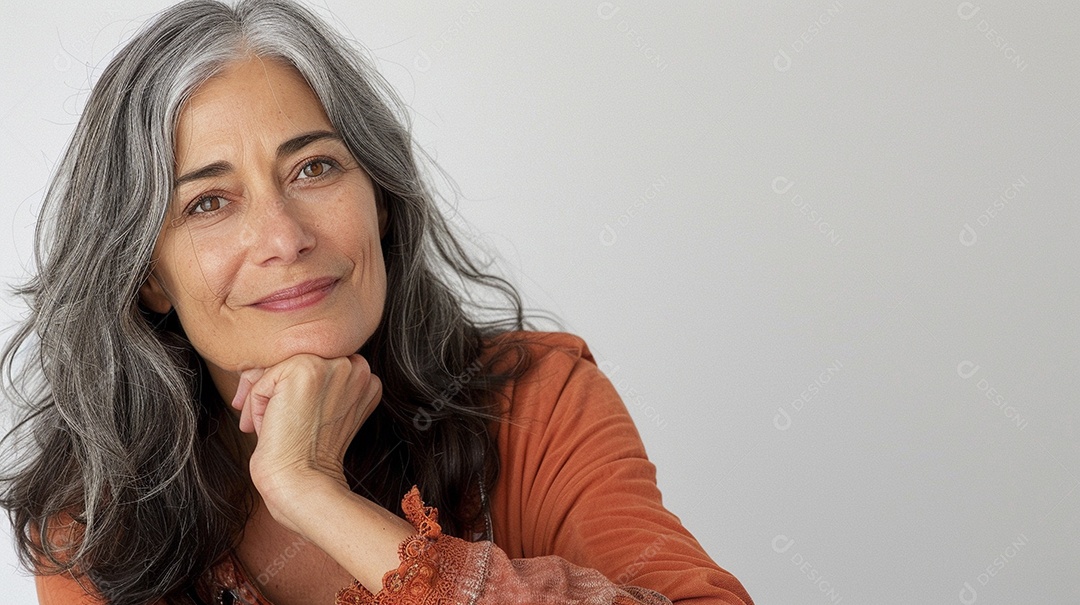 Mulher de 50 anos expressando afeto