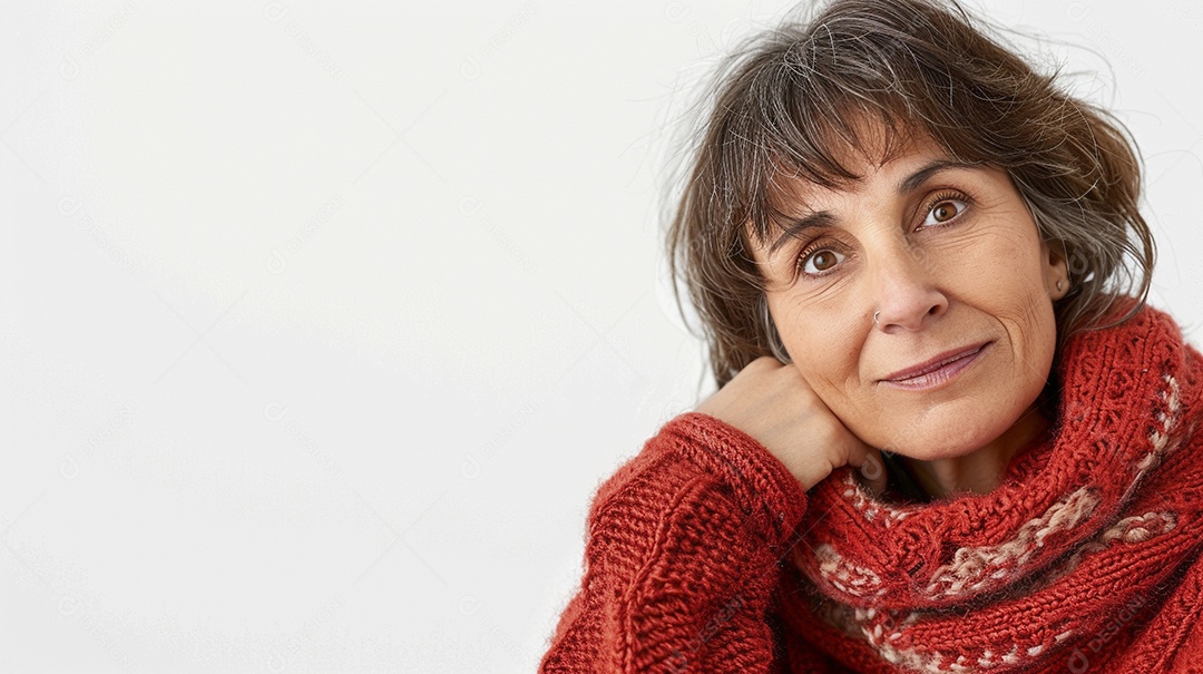 Mulher de 50 anos expressando afeto