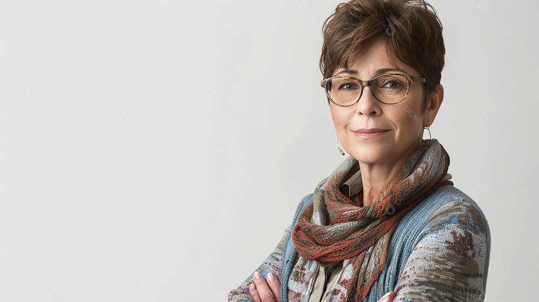 Mulher de 50 anos expressando afeto