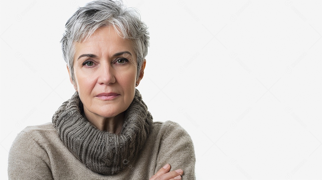 Mulher de 50 anos expressando afeto