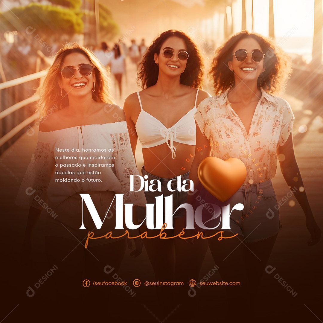 Dia Internacional das Mulheres 8 de Março Social Media PSD Editável
