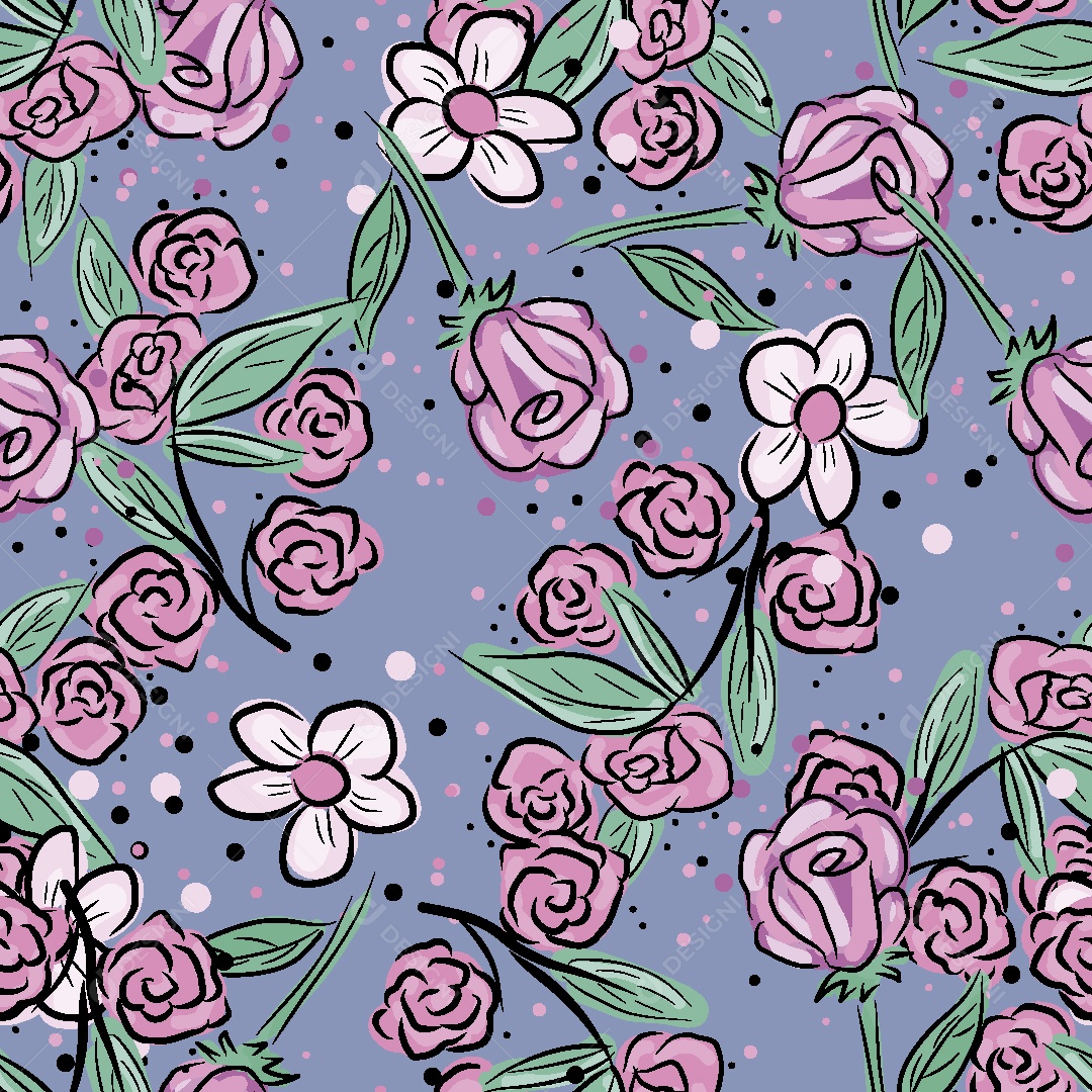 Estampa de Flores Ilustração Vetor EPS