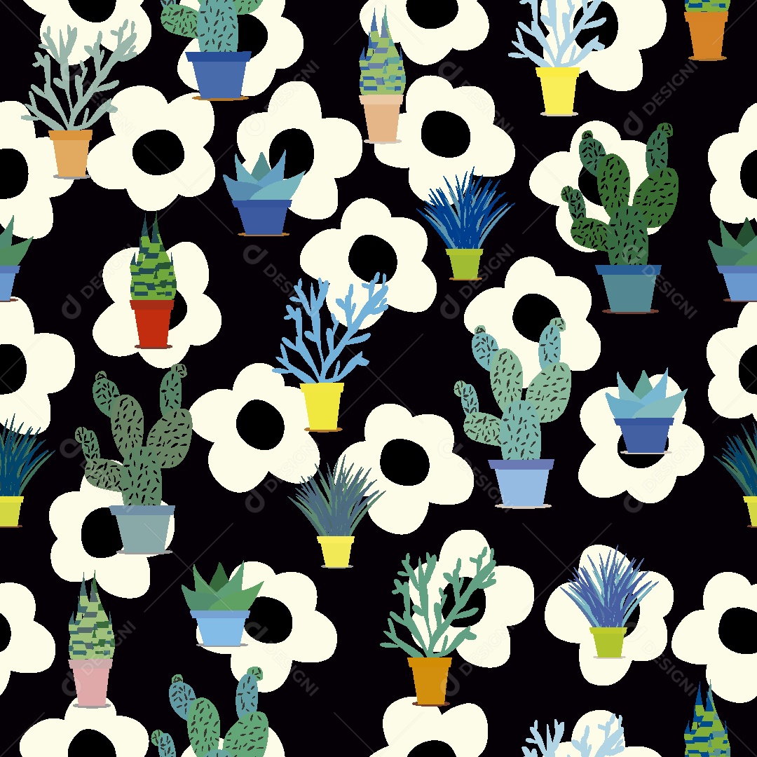 Estampa de Flores Ilustração Vetor EPS