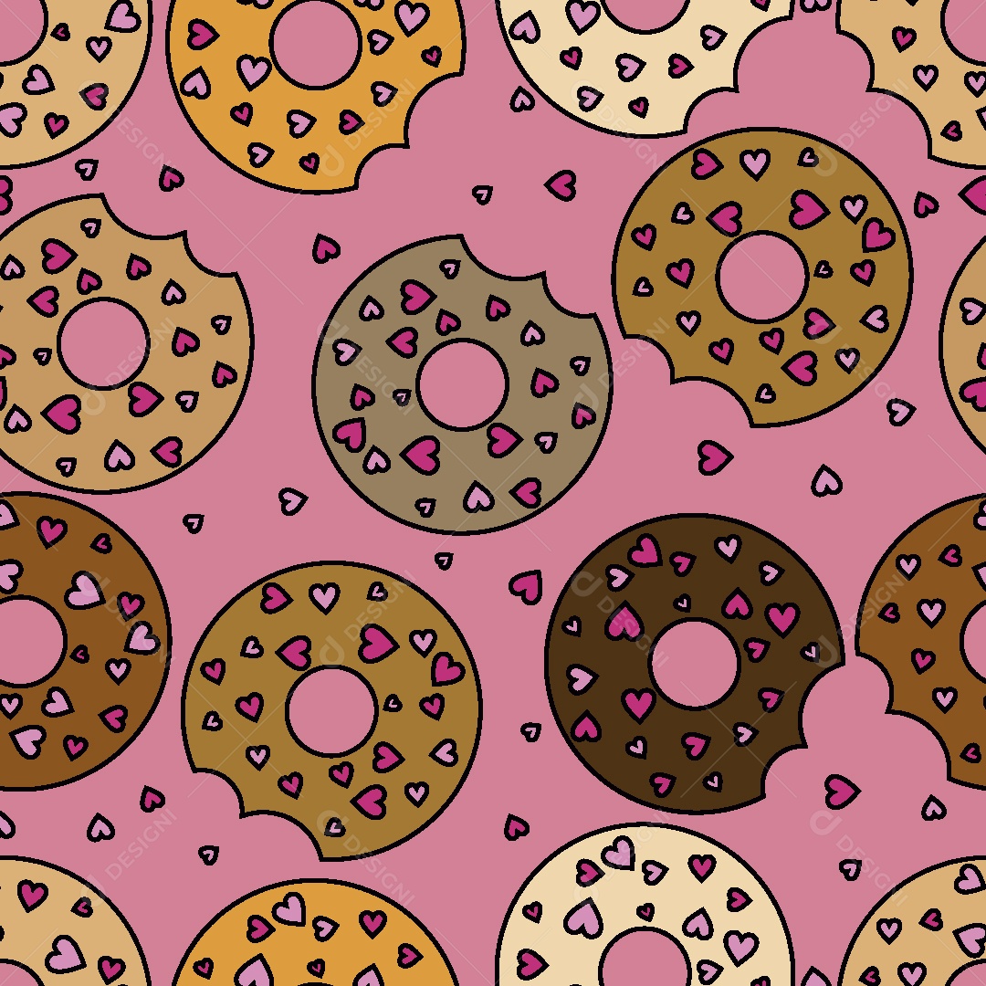 Estampa de Donuts Ilustração Vetor EPS