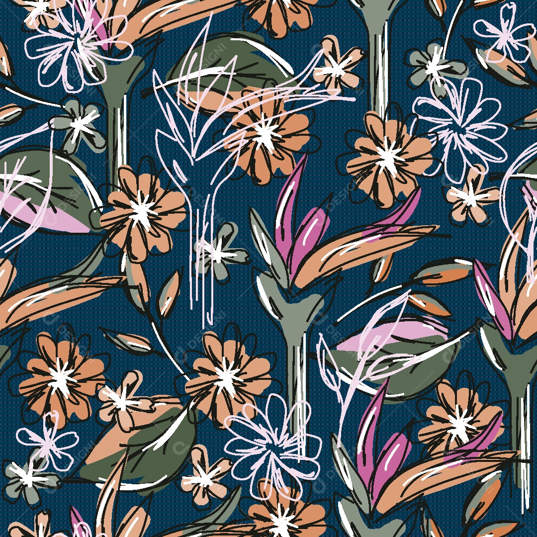 Estampa Floral Ilustração Vetor EPS