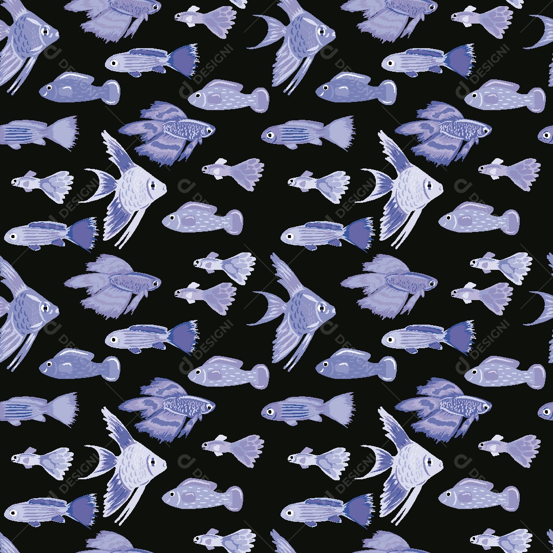 Estampa de Peixes Ilustração Vetor EPS