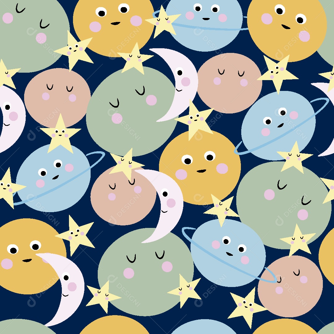 Estampa de Planetas Ilustração Vetor EPS