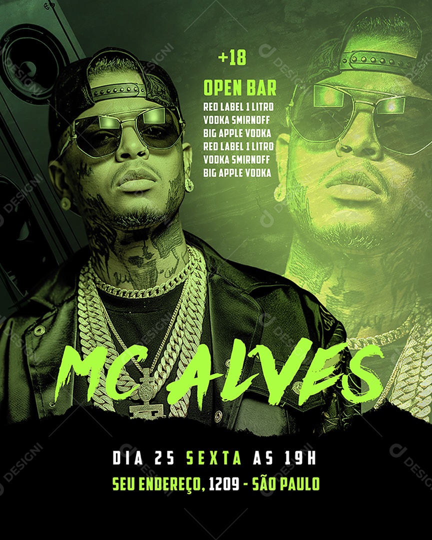 Flyer Mc Alves Show Social Media PSD Editável