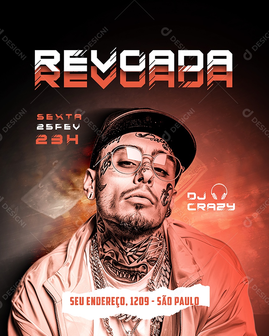 Flyer Revoada DJ Crazy Show Social Media PSD Editável