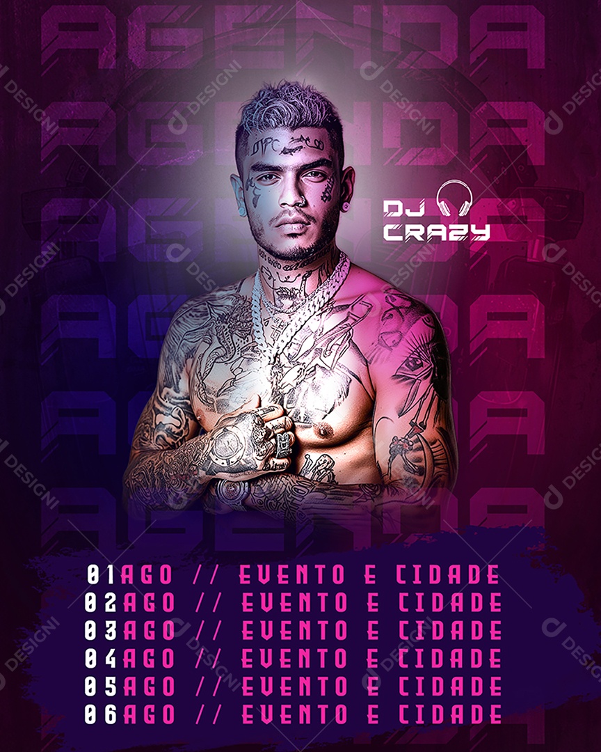 Flyer Agenda DJ Crazy Evento Social Media PSD Editável