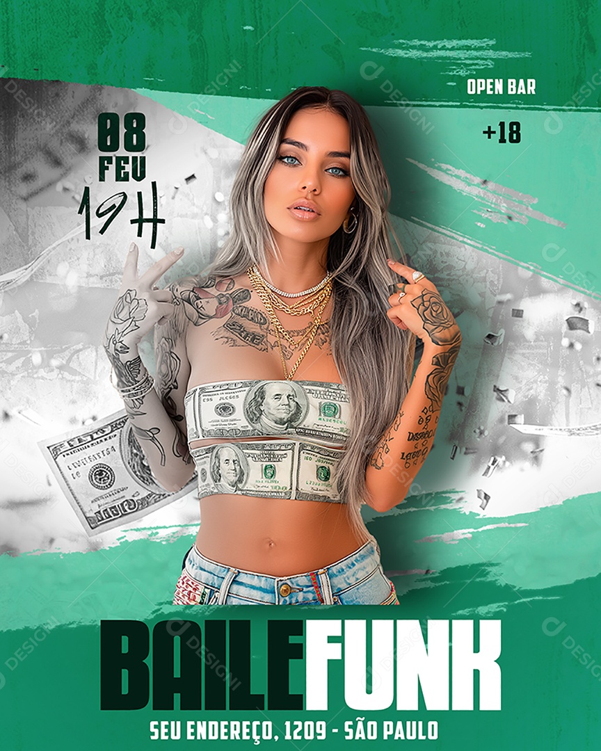 Flyer Baile Funk Social Media PSD Editável