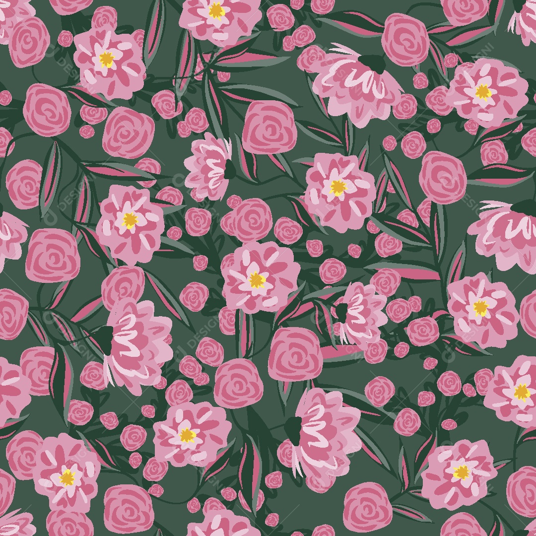 Estampa de Flores Ilustração Vetor EPS