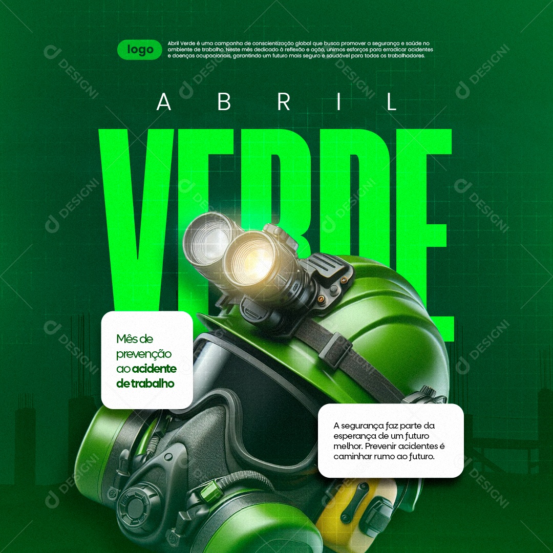 Abril Verde Mês de prevenção ao acidente de trabalho Social Media PSD Editável