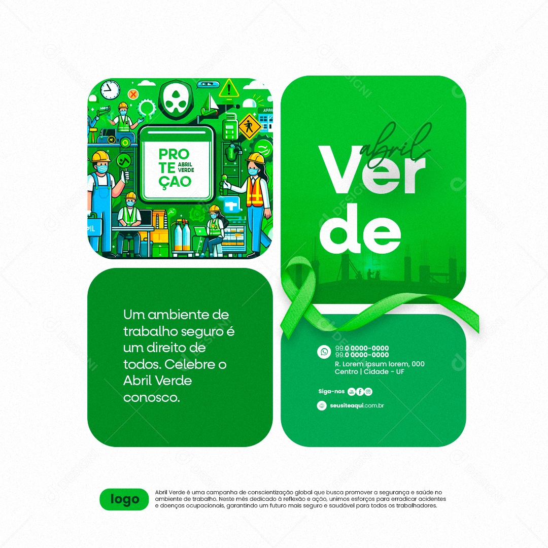Abril Verde Uma ambiente de trabalho seguro Social Media PSD Editável