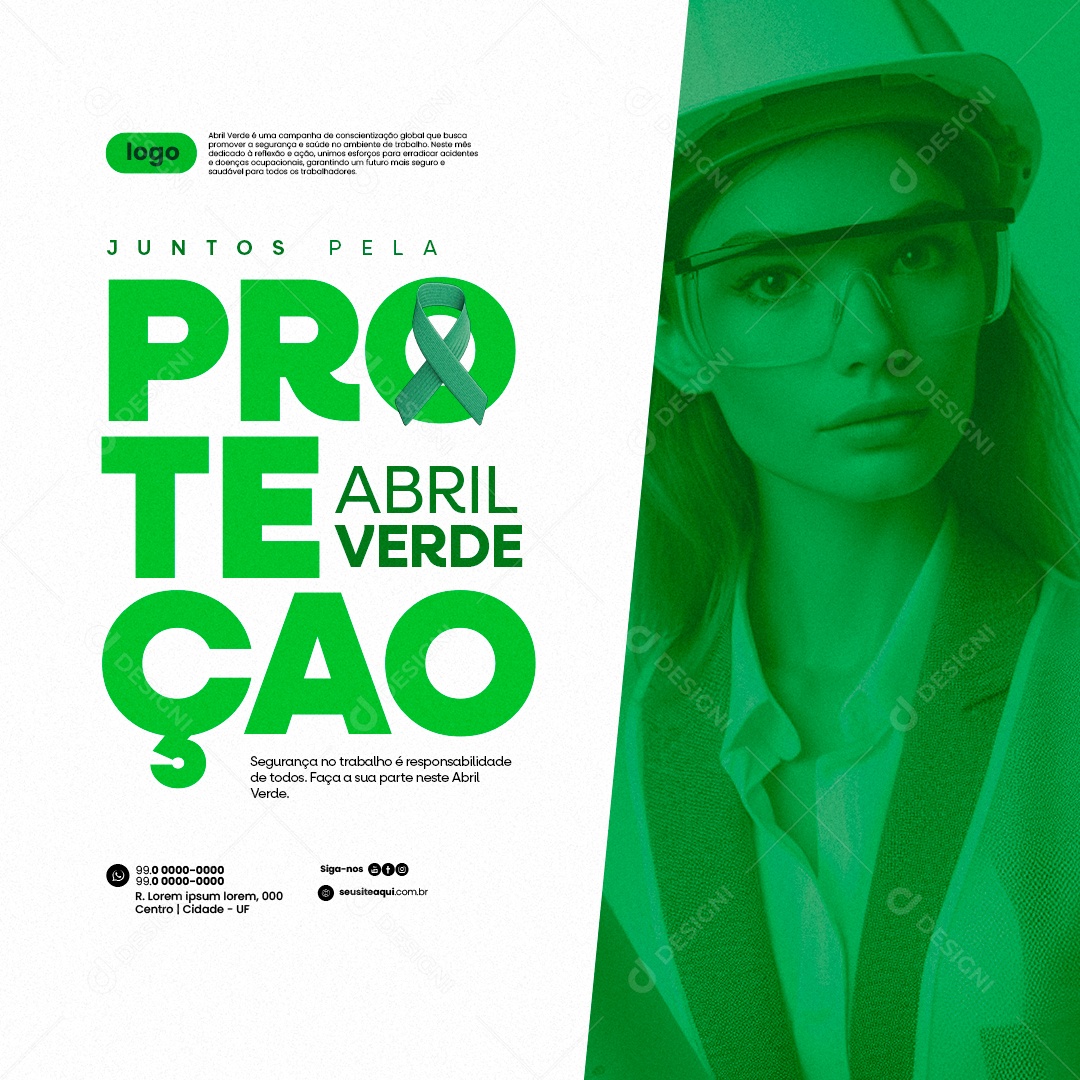 Social Media Abril Verde Juntos pela Proteção Social Media PSD Editável