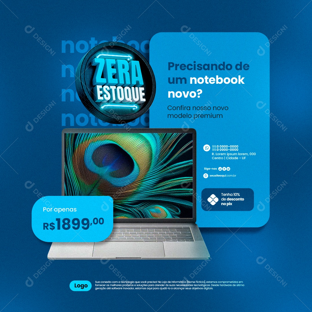 Informática Zera Estoque Precisando de um notebook novo Social Media PSD Editável