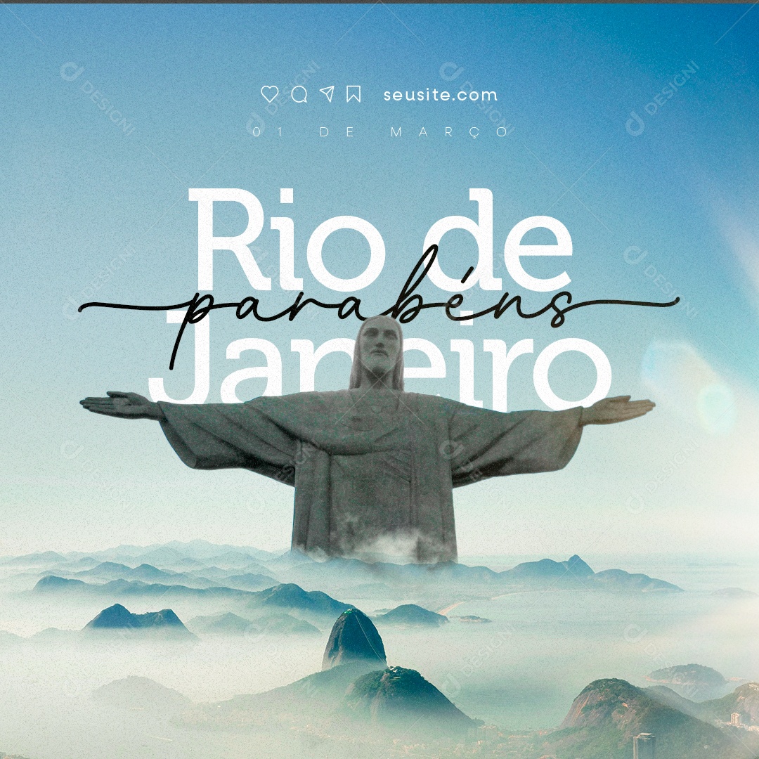 Rio de Janeiro 01 De Março parabéns Social Media PSD Editável