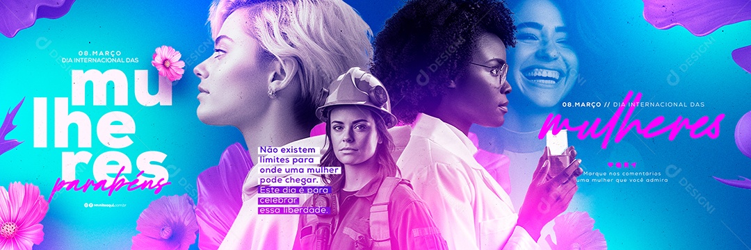 Carrossel Dia Internacional das Mulheres 8 de Março não Existem Limites Social Media PSD Editável