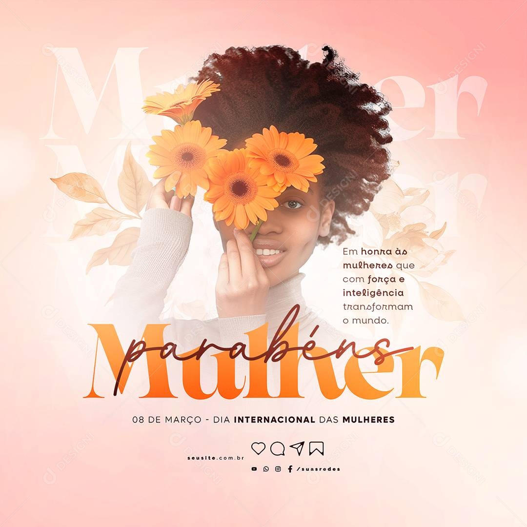 Dia Internacional das Mulheres 8 De Março Em honra às mulheres Social Media PSD Editável