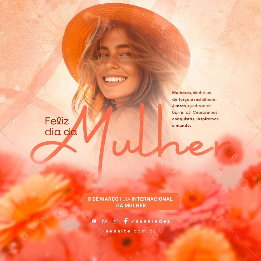 Feliz Dia da Mulher 08 De Março Social Media PSD Editável
