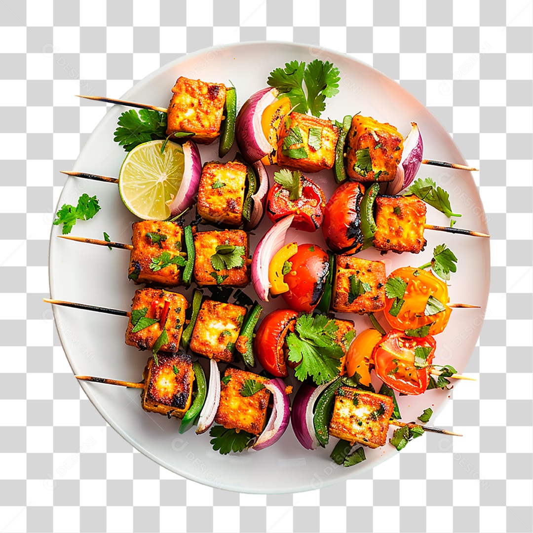 Prato de Paneer Tikka PNG Transparente