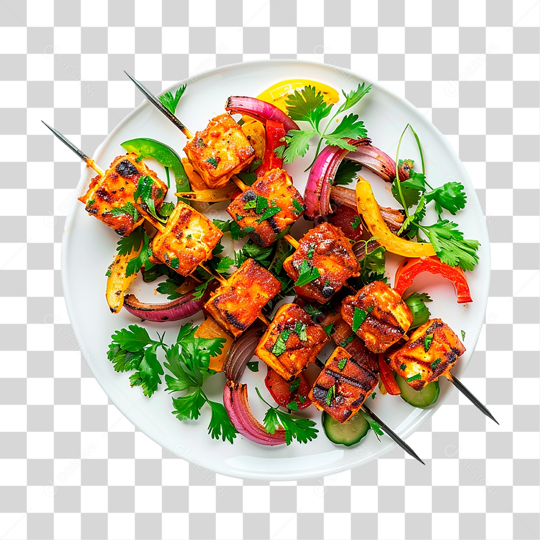 Prato de Paneer Tikka PNG Transparente