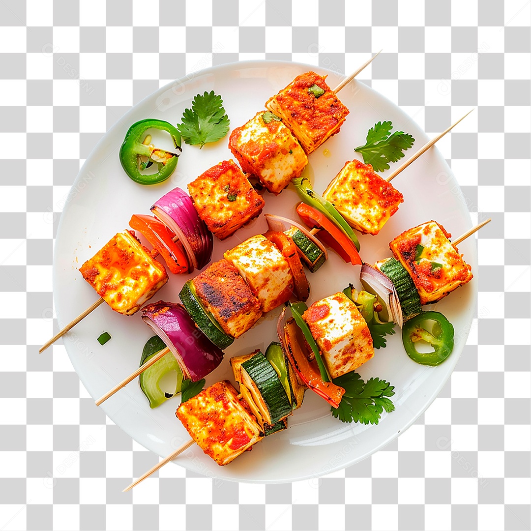 Prato de Paneer Tikka PNG Transparente
