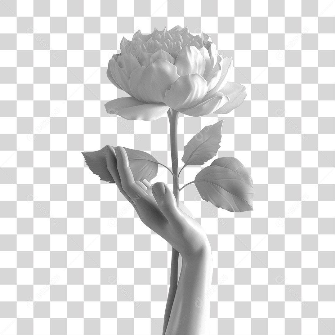 Mão Estátua Branca Flor PNG Transparente