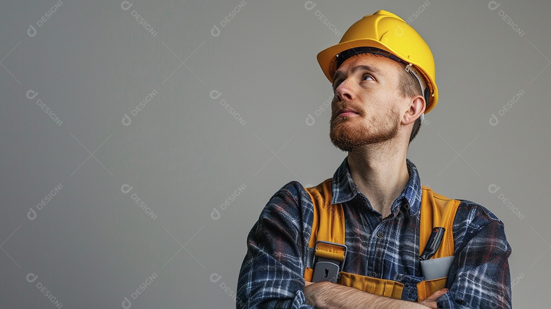 Engenheiro masculino expressando afeto isolado em fundo de cor azul