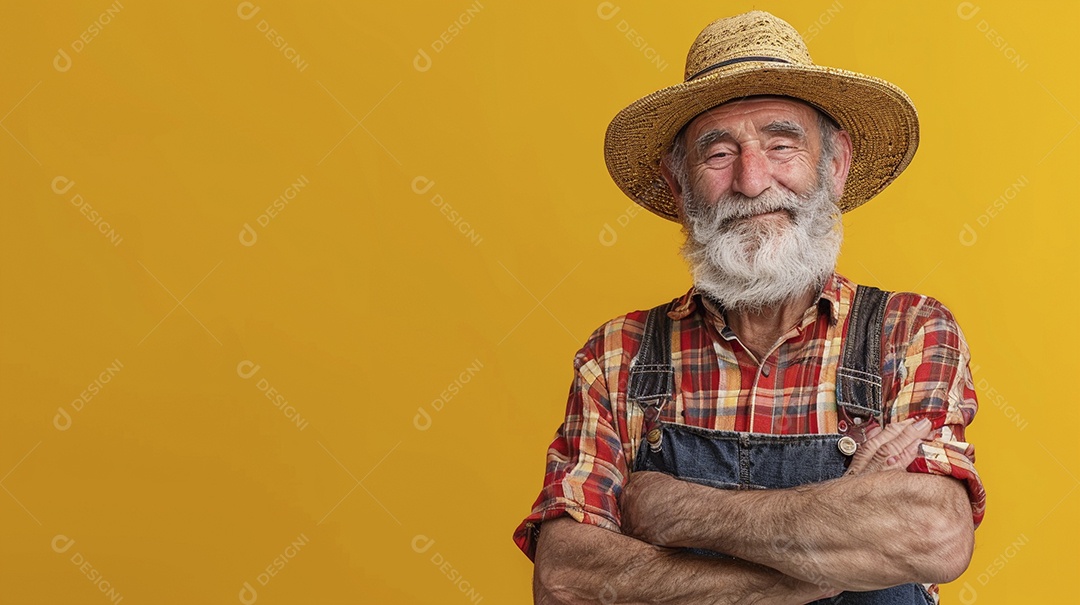 Homem agricultor expressando afeto isolado