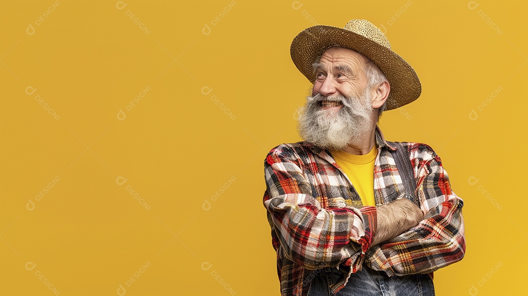 Homem agricultor expressando afeto isolado