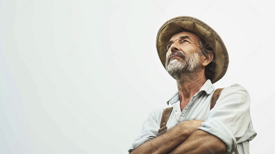 Homem agricultor expressando afeto isolado